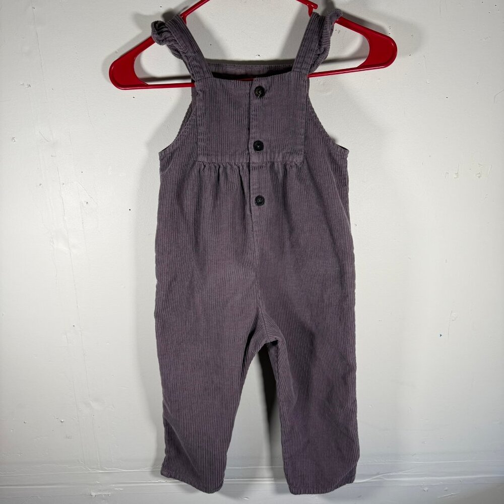 ZARA GIRLS 4-5 PURPLE CORDUROY‎ OVERALLS ANKLE RUFFLE STRAP